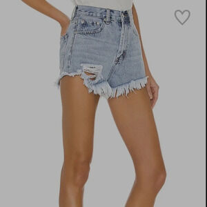 superdown rooney distressed denim short shorts light blue wash size 26